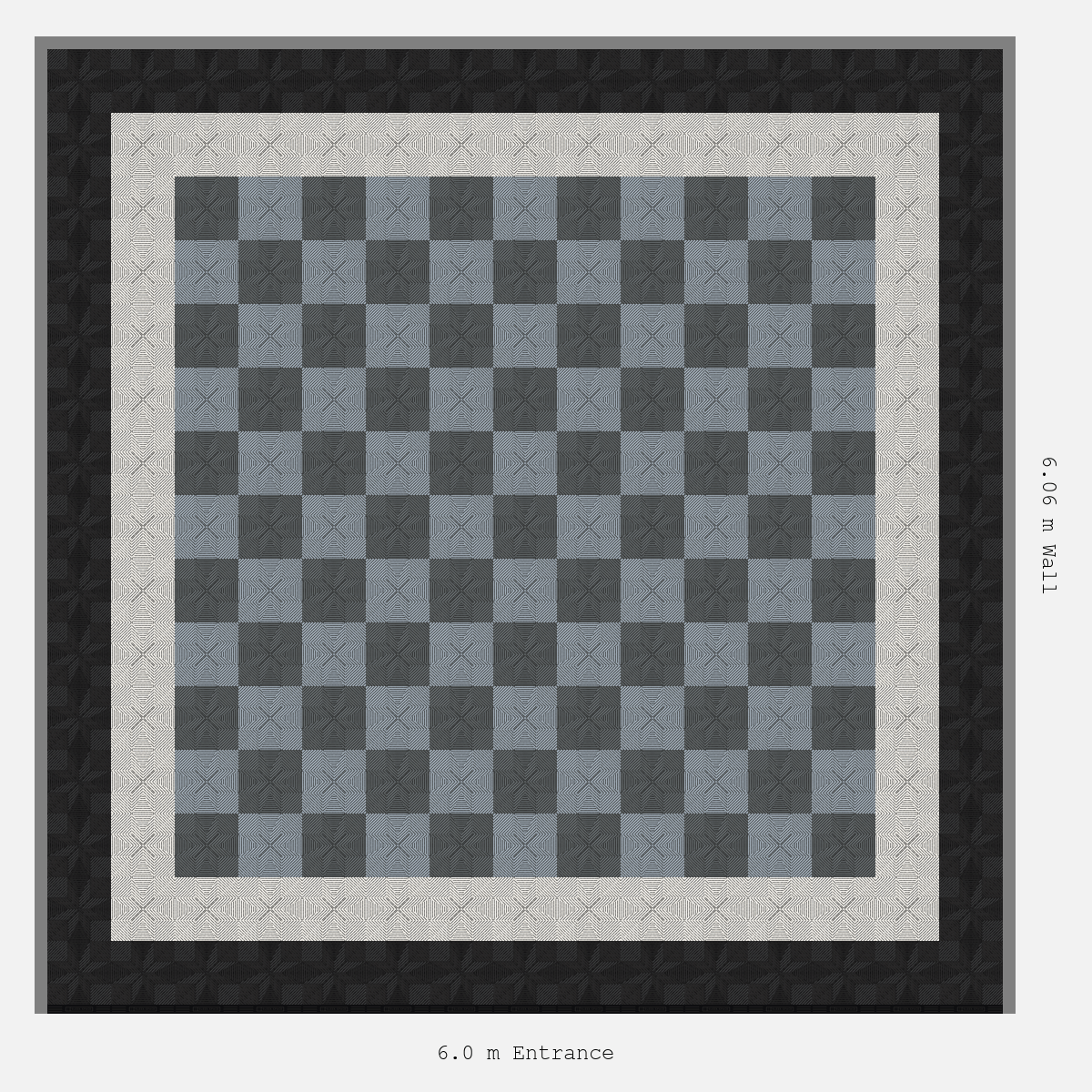 ULTRAFLUX Double Border Chequer Infill Design Outer: Jet Black - Inner: Alpine White - Infill: Space Grey - Silver Grey