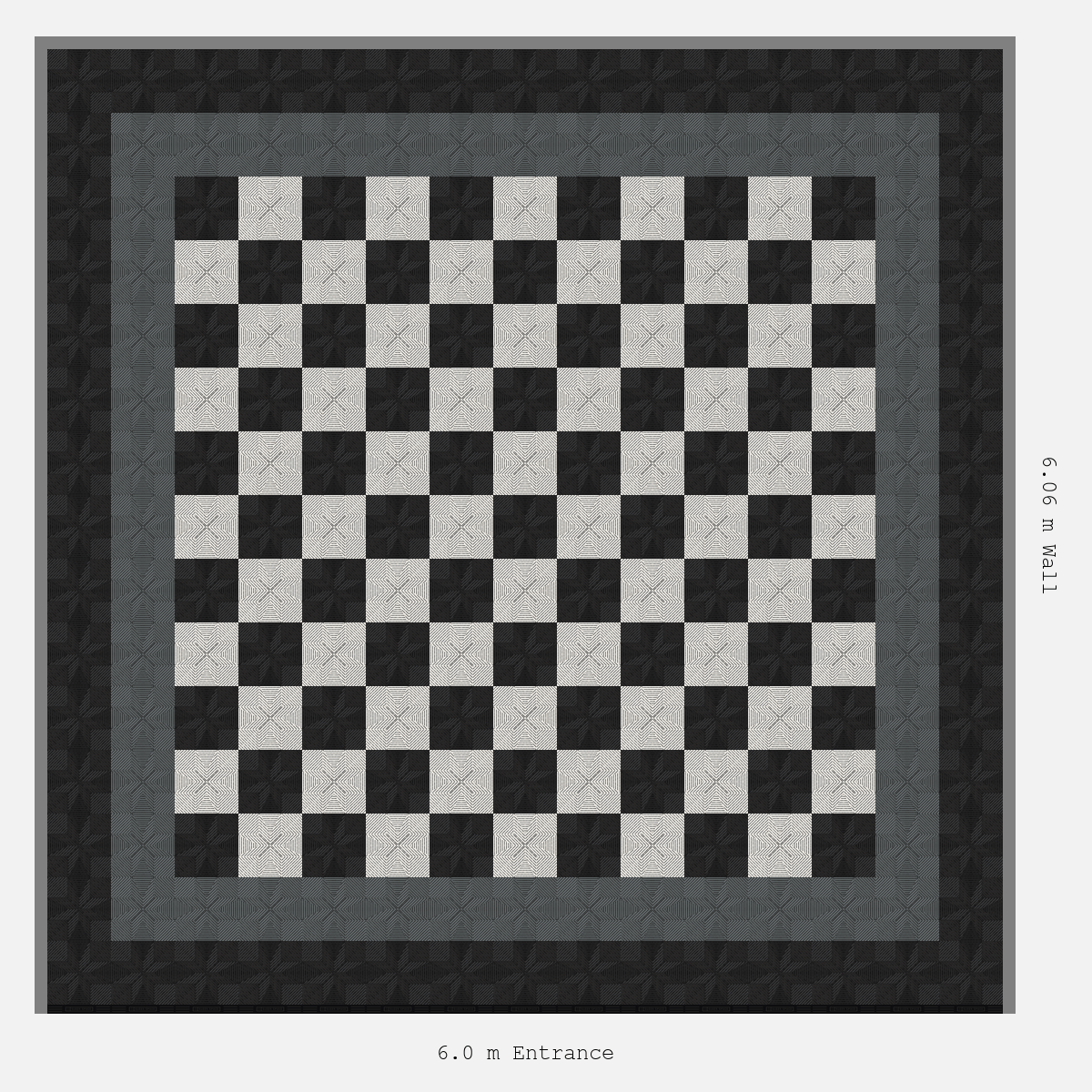 ULTRAFLUX Double Border Chequer Infill Design Outer: Jet Black - Inner: Space Grey - Infill: Jet Black - Alpine White