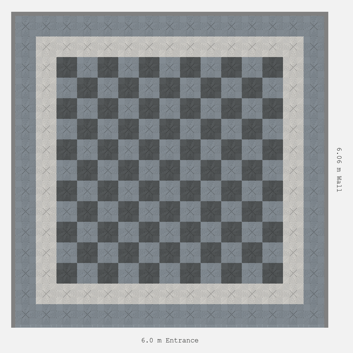 ULTRAFLUX Double Border Chequer Infill Design Outer: Silver Grey - Inner: Alpine White - Infill: Space Grey - Silver Grey