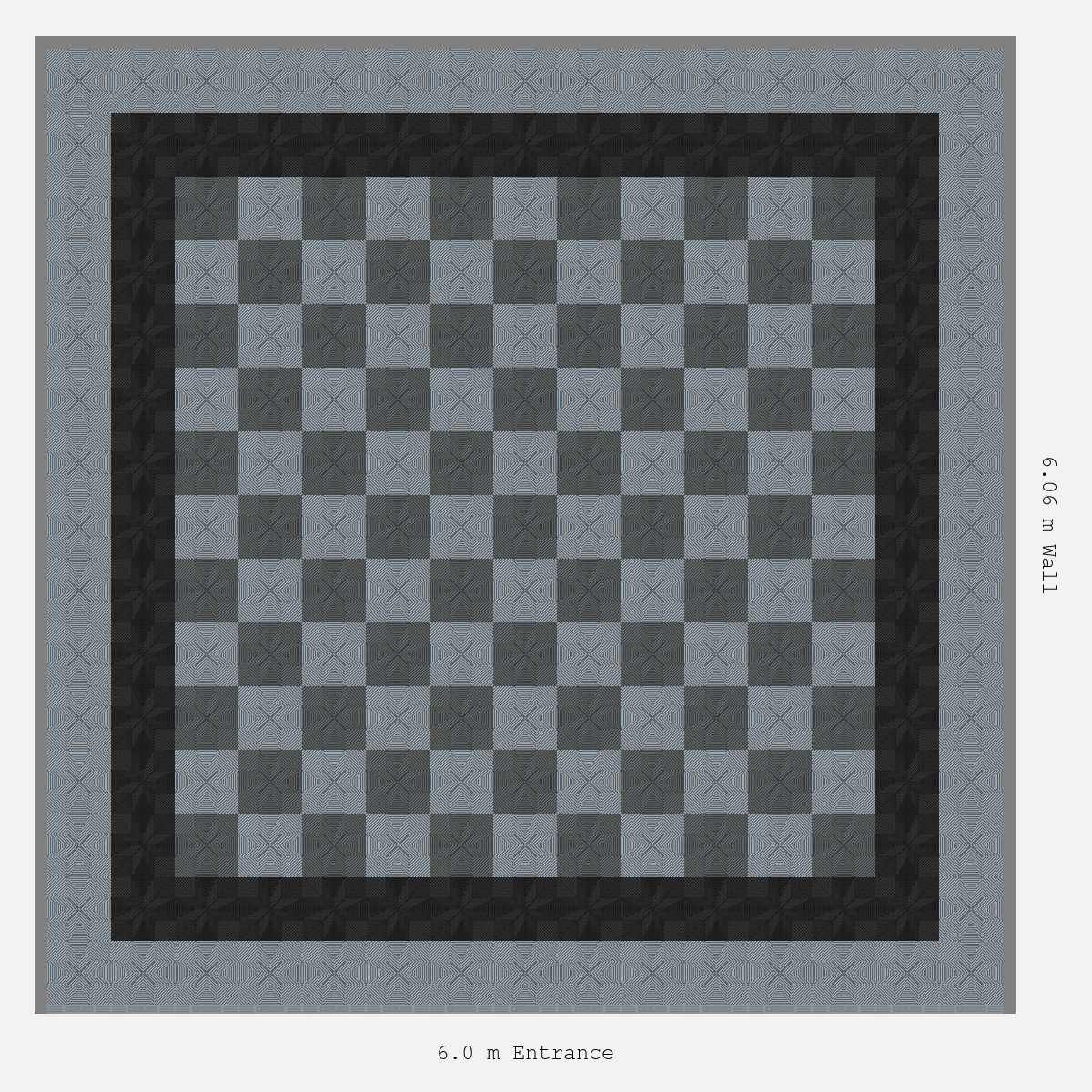 ULTRAFLUX Double Border Chequer Infill Design Outer: Silver Grey - Inner: Jet Black - Infill: Space Grey - Silver Grey