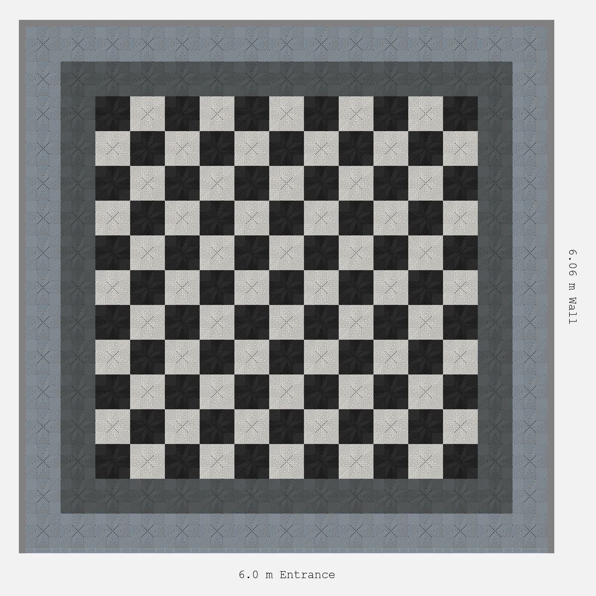 ULTRAFLUX Double Border Chequer Infill Design Outer: Silver Grey - Inner: Space Grey - Infill: Jet Black - Alpine White