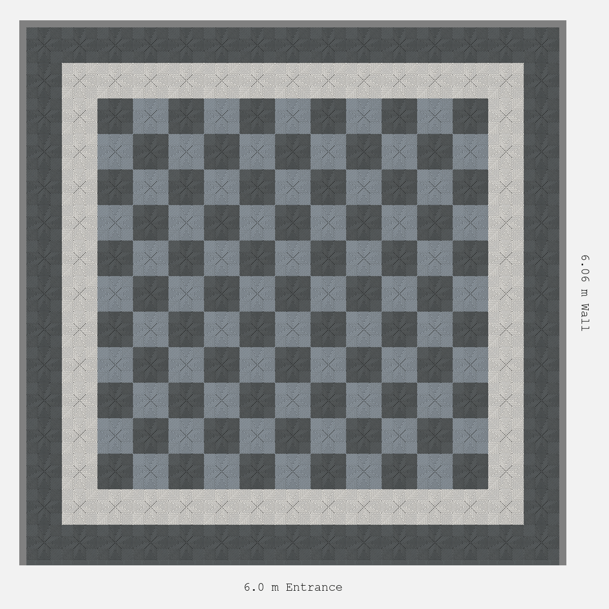 ULTRAFLUX Double Border Chequer Infill Design Outer: Space Grey - Inner: Alpine White - Infill: Space Grey - Silver Grey