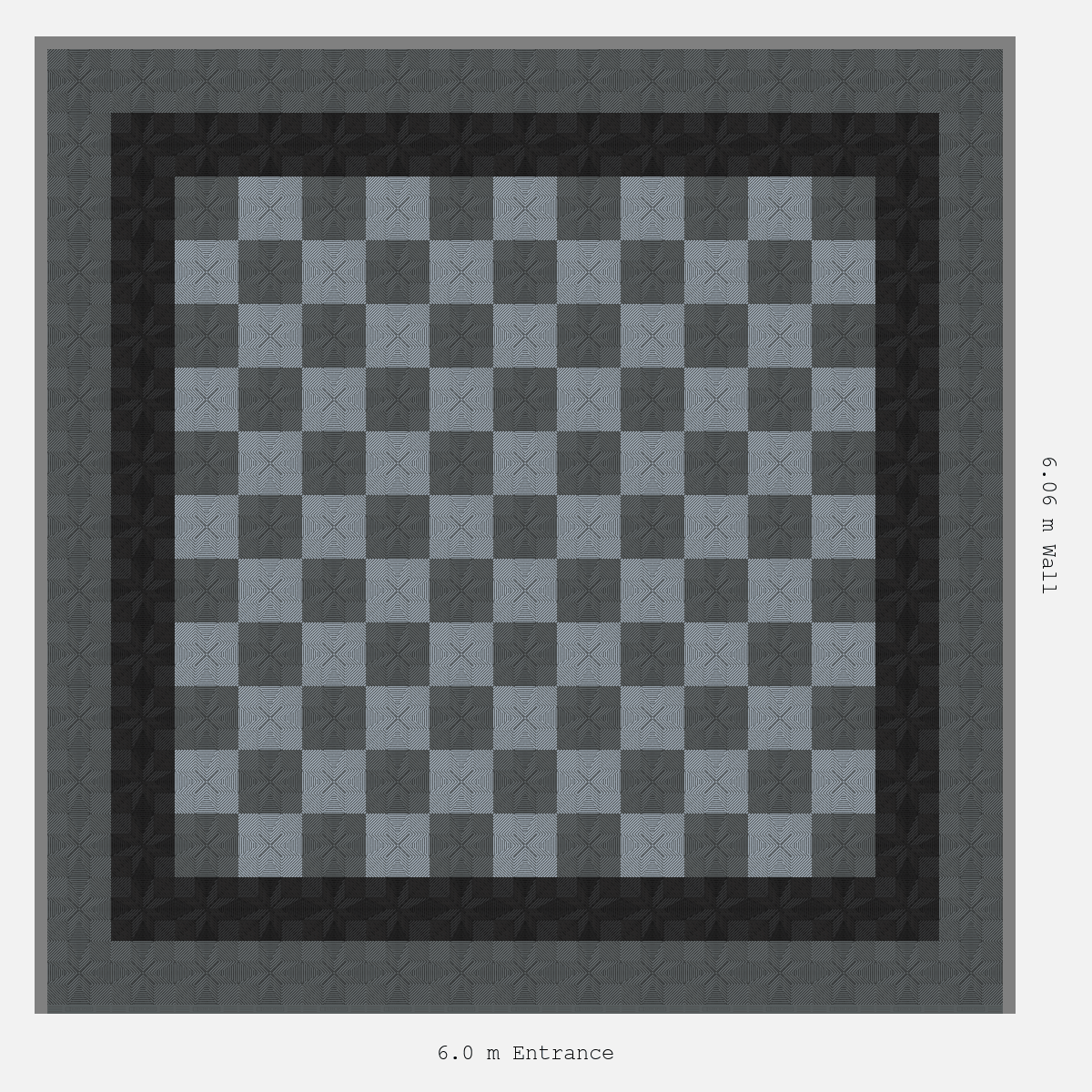 ULTRAFLUX Double Border Chequer Infill Design Outer: Space Grey - Inner: Jet Black - Infill: Space Grey - Silver Grey