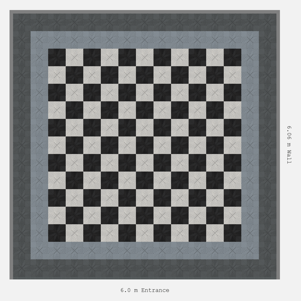 ULTRAFLUX Double Border Chequer Infill Design Outer: Space Grey - Inner: Silver Grey - Infill: Jet Black - Alpine White