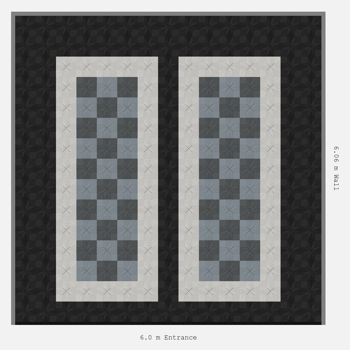ULTRAFLUX Parking Bay Chequer Infill Design Base: Jet Black - Outline: Alpine White - Infill: Space Grey - Silver Grey