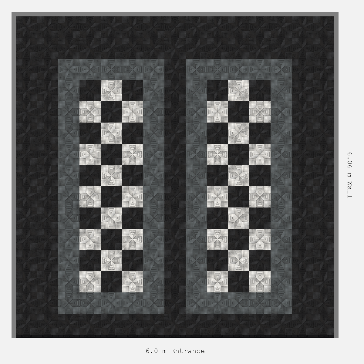 ULTRAFLUX Parking Bay Chequer Infill Design Base: Jet Black - Outline: Space Grey - Infill: Jet Black - Alpine White