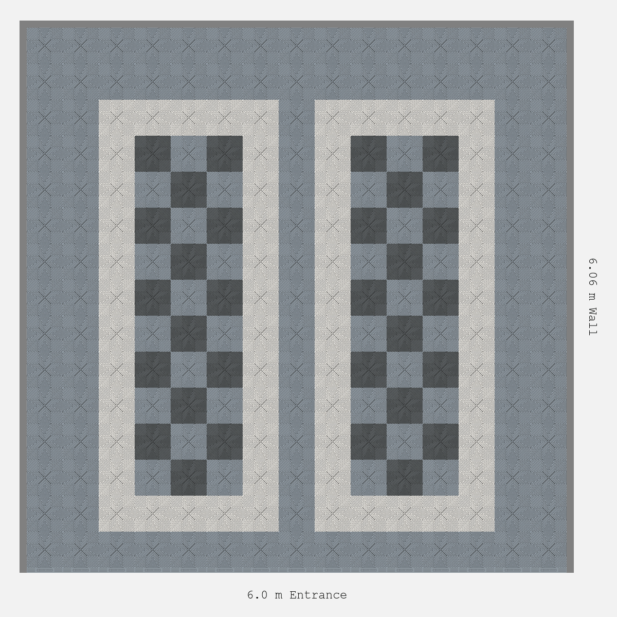 ULTRAFLUX Parking Bay Chequer Infill Design Base: Silver Grey - Outline: Alpine White - Infill: Space Grey - Silver Grey