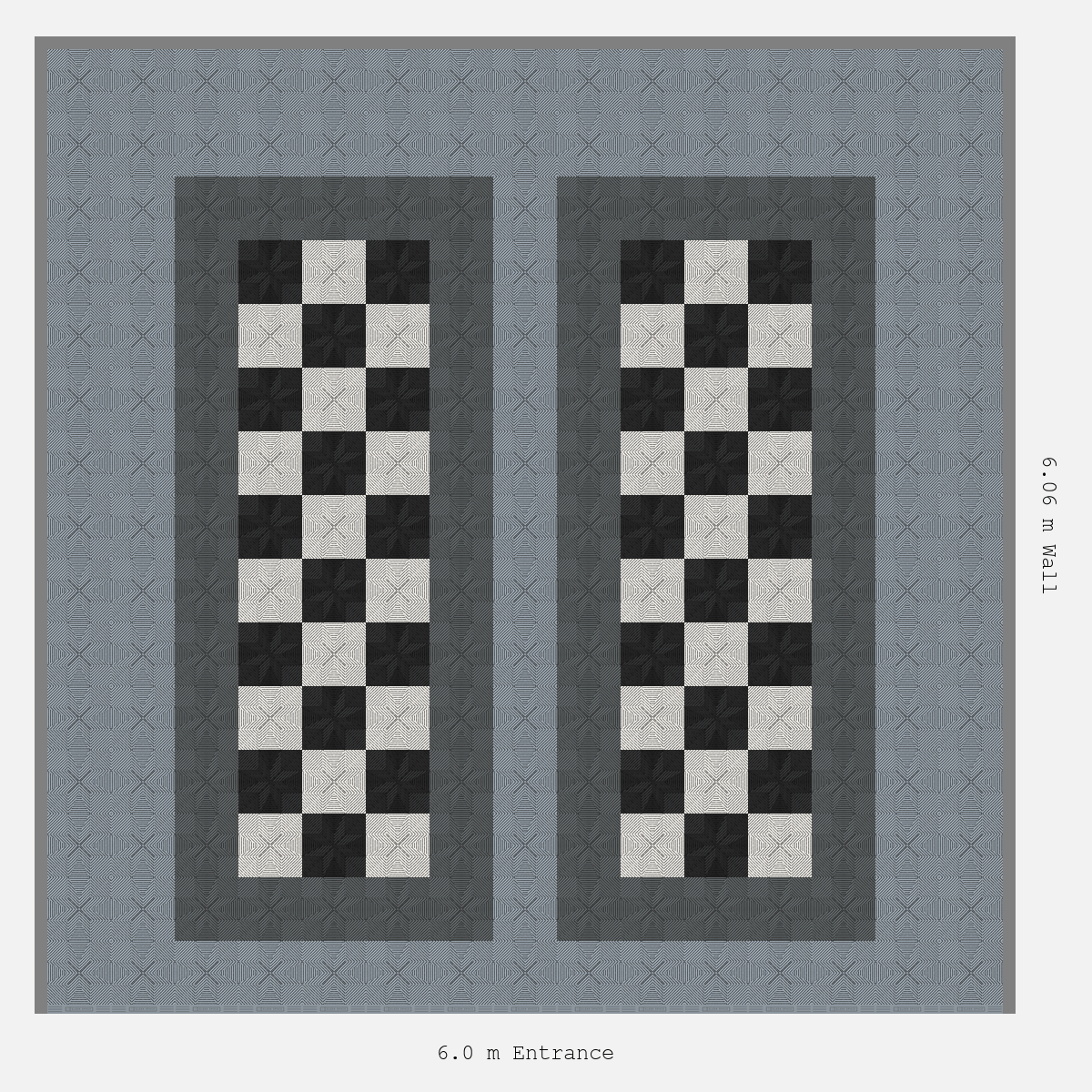 ULTRAFLUX Parking Bay Chequer Infill Design Base: Silver Grey - Outline: Space Grey - Infill: Jet Black - Alpine White