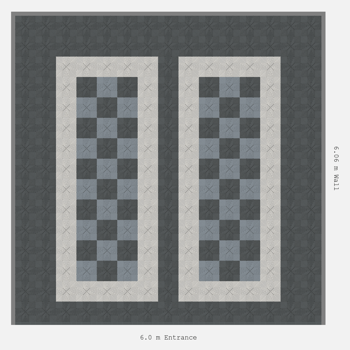 ULTRAFLUX Parking Bay Chequer Infill Design Base: Space Grey - Outline: Alpine White - Infill: Space Grey - Silver Grey