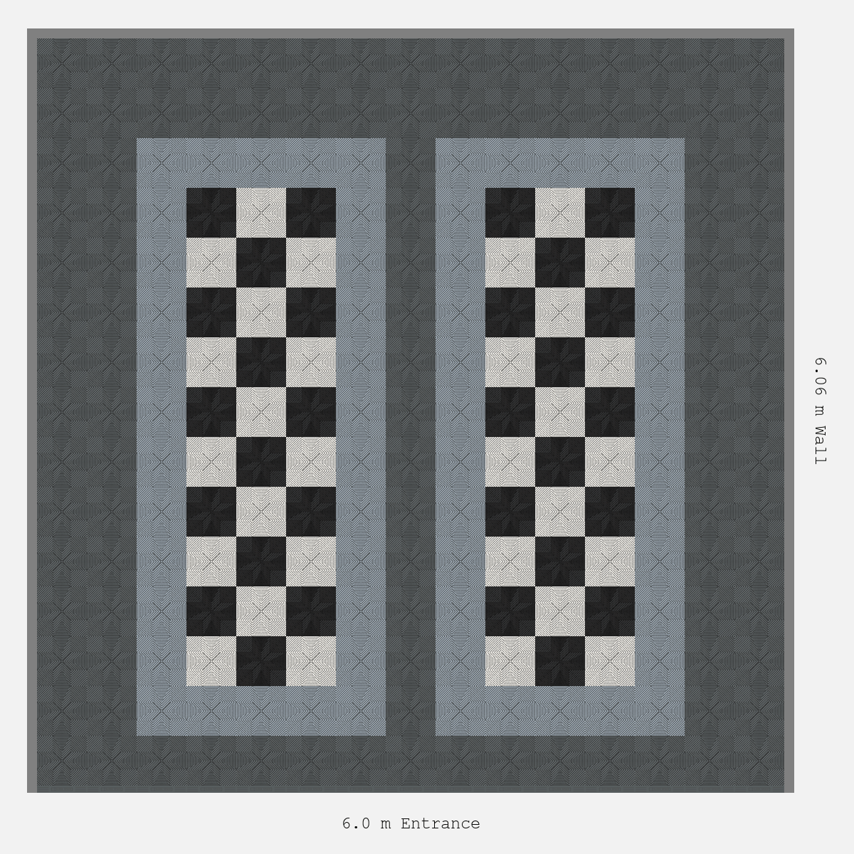 ULTRAFLUX Parking Bay Chequer Infill Design Base: Space Grey - Outline: Silver Grey - Infill: Jet Black - Alpine White