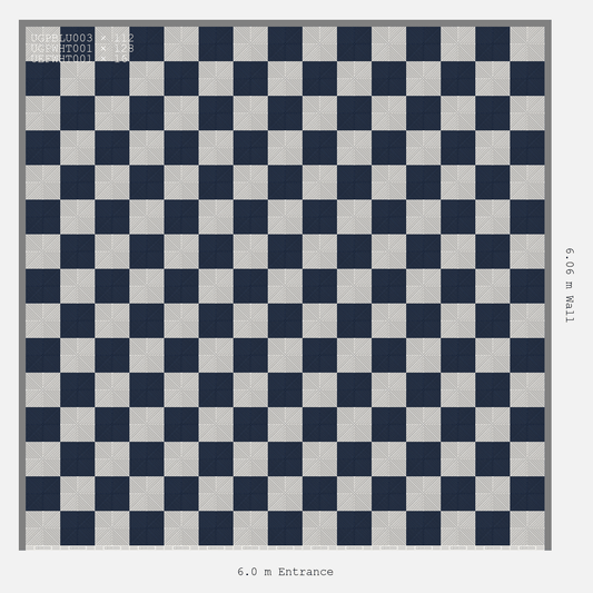 ULTRAGRID chequerboard layout in Alpine White and Night Blue