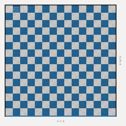 ULTRAGRID Chequer Design Alpine White Accent Riviera Blue