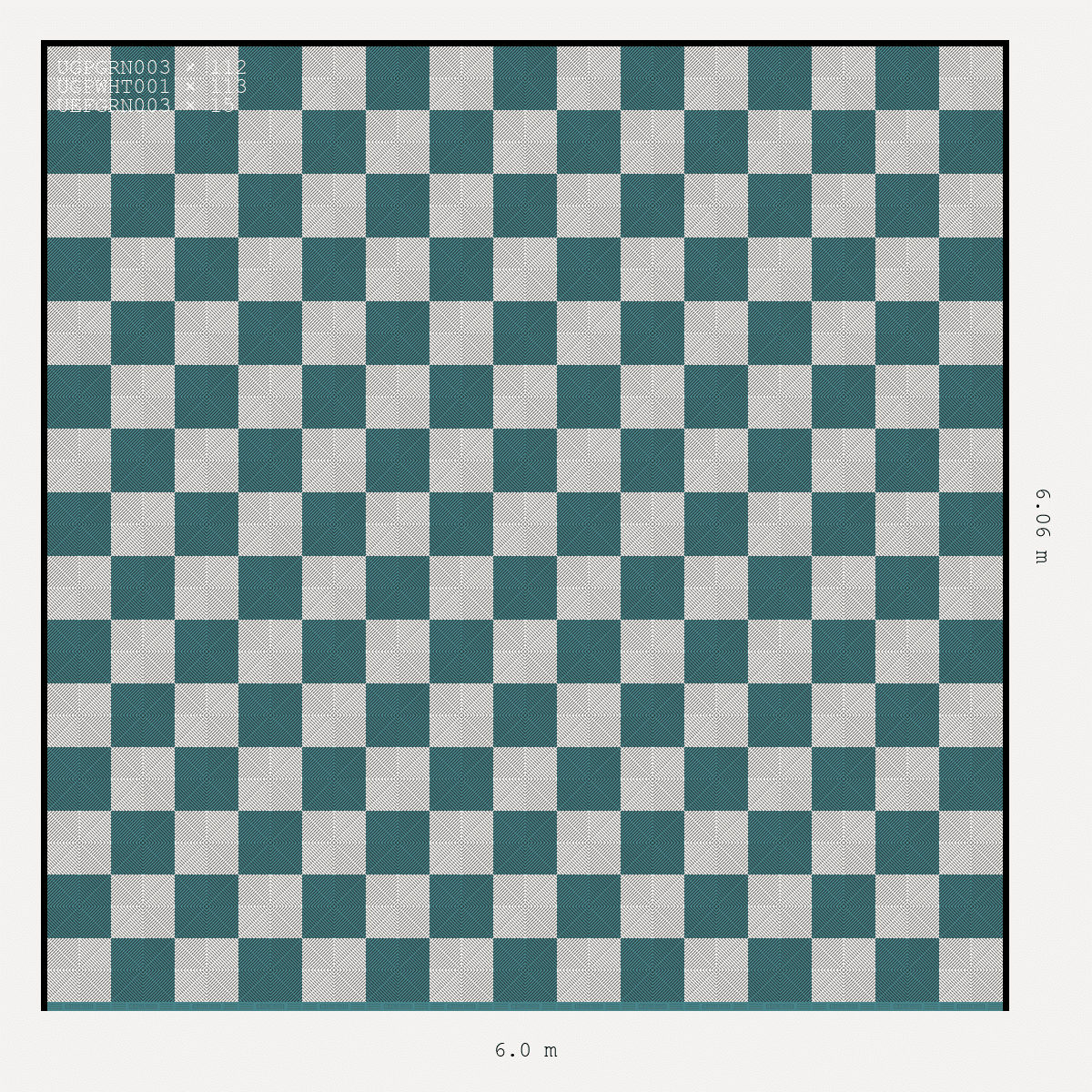 ULTRAGRID chequerboard layout in Alpine White and Turbo Teal