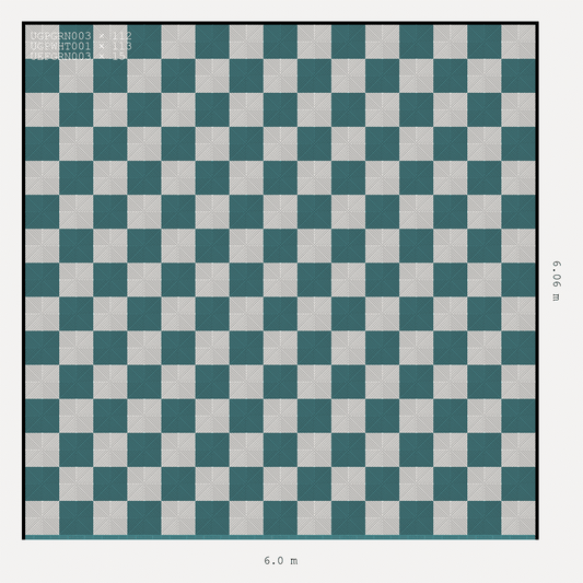 ULTRAGRID chequerboard layout in Alpine White and Turbo Teal
