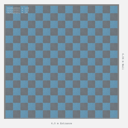 ULTRAGRID Chequer Design Silver Grey Accent Gulf Blue