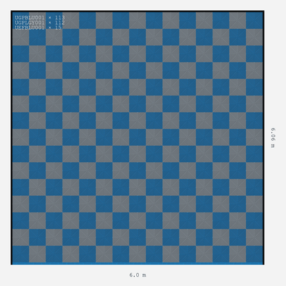ULTRAGRID Chequer Design Silver Grey Accent Riviera Blue