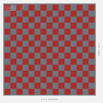ULTRAGRID Chequer Design Silver Grey Accent Rosso Red