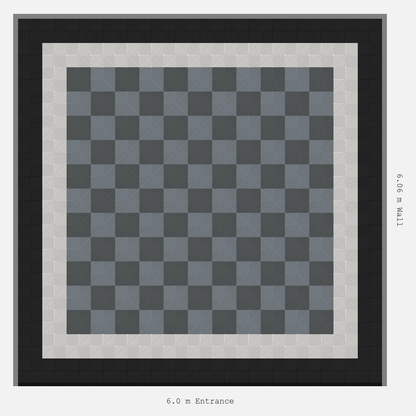 ULTRAGRID Double Border Chequer Infill Design Outer: Jet Black - Inner: Alpine White - Infill: Space Grey - Silver Grey