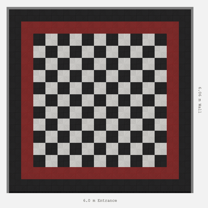 ULTRAGRID Double Border Chequer Infill Design Outer: Jet Black - Inner: Crimson Red - Infill: Jet Black - Alpine White