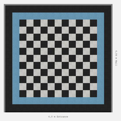ULTRAGRID Double Border Chequer Infill Design Outer: Jet Black - Inner: Gulf Blue - Infill: Jet Black - Alpine White