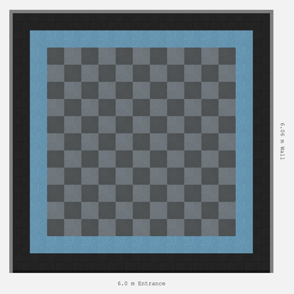 ULTRAGRID Double Border Chequer Infill Design Outer: Jet Black - Inner: Gulf Blue - Infill: Space Grey - Silver Grey