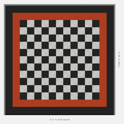 ULTRAGRID Double Border Chequer Infill Design Outer: Jet Black - Inner: Lava Orange - Infill: Jet Black - Alpine White