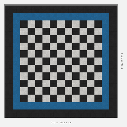 ULTRAGRID Double Border Chequer Infill Design Outer: Jet Black - Inner: Riviera Blue - Infill: Jet Black - Alpine White
