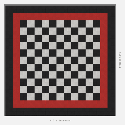 ULTRAGRID Double Border Chequer Infill Design Outer: Jet Black - Inner: Rosso Red - Infill: Jet Black - Alpine White
