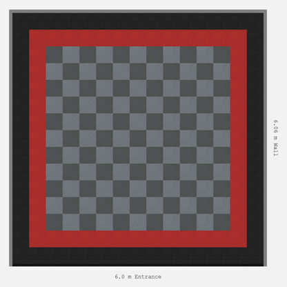 ULTRAGRID Double Border Chequer Infill Design Outer: Jet Black - Inner: Rosso Red - Infill: Space Grey - Silver Grey