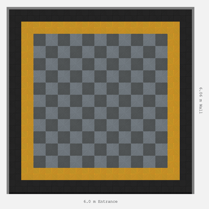 ULTRAGRID Double Border Chequer Infill Design Outer: Jet Black - Inner: Speed Yellow - Infill: Space Grey - Silver Grey