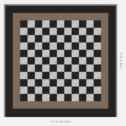 ULTRAGRID Double Border Chequer Infill Design Outer: Jet Black - Inner: Stone Beige - Infill: Jet Black - Alpine White