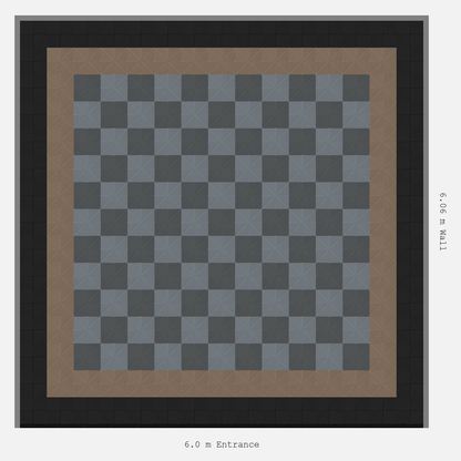 ULTRAGRID Double Border Chequer Infill Design Outer: Jet Black - Inner: Stone Beige - Infill: Space Grey - Silver Grey