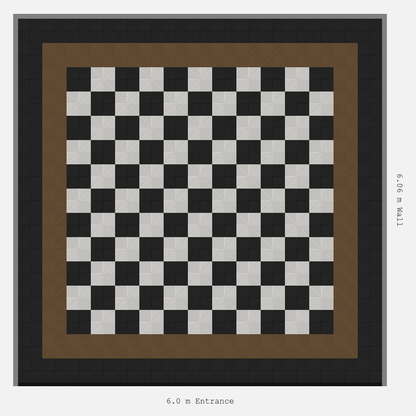 ULTRAGRID Double Border Chequer Infill Design Outer: Jet Black - Inner: Trophy Gold - Infill: Jet Black - Alpine White