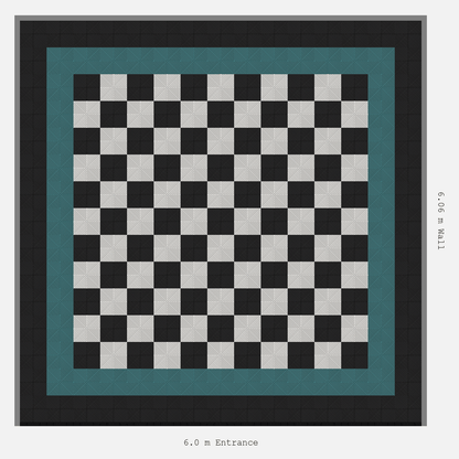 ULTRAGRID Double Border Chequer Infill Design Outer: Jet Black - Inner: Turbo Teal - Infill: Jet Black - Alpine White