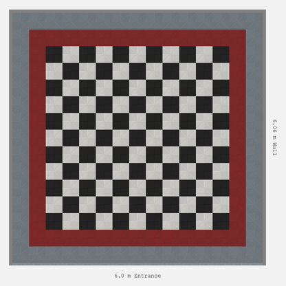 ULTRAGRID Double Border Chequer Infill Design Outer: Silver Grey - Inner: Crimson Red - Infill: Jet Black - Alpine White