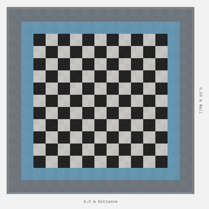 ULTRAGRID Double Border Chequer Infill Design Outer: Silver Grey - Inner: Gulf Blue - Infill: Jet Black - Alpine White