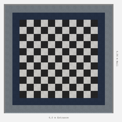 ULTRAGRID Double Border Chequer Infill Design Outer: Silver Grey - Inner: Night Blue - Infill: Jet Black - Alpine White