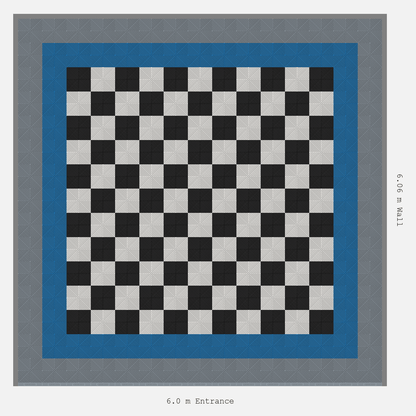 ULTRAGRID Double Border Chequer Infill Design Outer: Silver Grey - Inner: Riviera Blue - Infill: Jet Black - Alpine White
