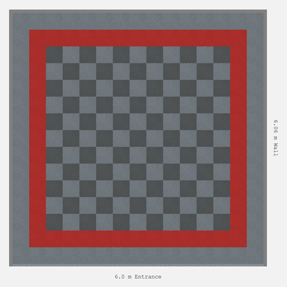 ULTRAGRID Double Border Chequer Infill Design Outer: Silver Grey - Inner: Rosso Red - Infill: Space Grey - Silver Grey
