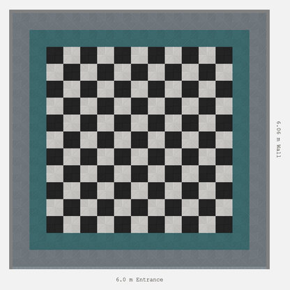 ULTRAGRID Double Border Chequer Infill Design Outer: Silver Grey - Inner: Turbo Teal - Infill: Jet Black - Alpine White
