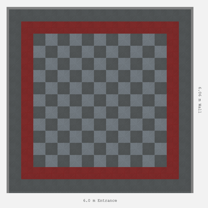 ULTRAGRID Double Border Chequer Infill Design Outer: Space Grey - Inner: Crimson Red - Infill: Space Grey - Silver Grey