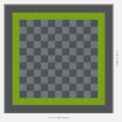 ULTRAGRID Double Border Chequer Infill Design Outer: Space Grey - Inner: Electric Green - Infill: Space Grey - Silver Grey