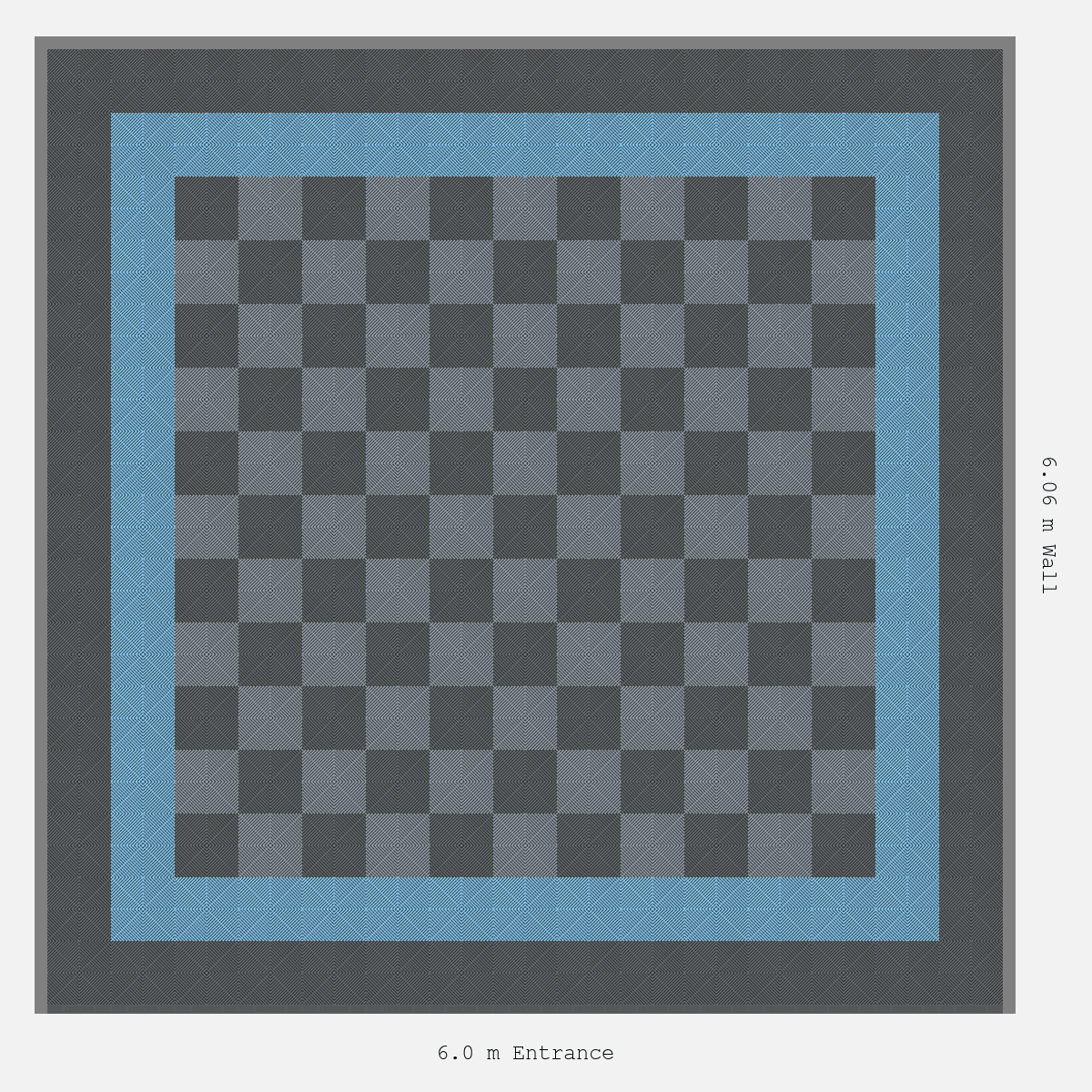 ULTRAGRID Double Border Chequer Infill Design Outer: Space Grey - Inner: Gulf Blue - Infill: Space Grey - Silver Grey