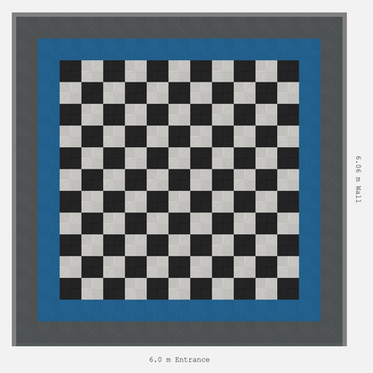 ULTRAGRID Double Border Chequer Infill Design Outer: Space Grey - Inner: Riviera Blue - Infill: Jet Black - Alpine White