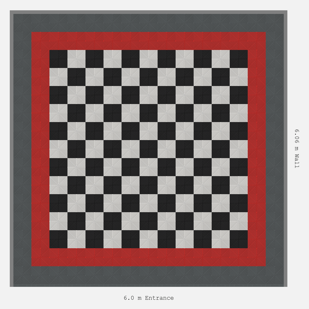 ULTRAGRID Double Border Chequer Infill Design Outer: Space Grey - Inner: Rosso Red - Infill: Jet Black - Alpine White