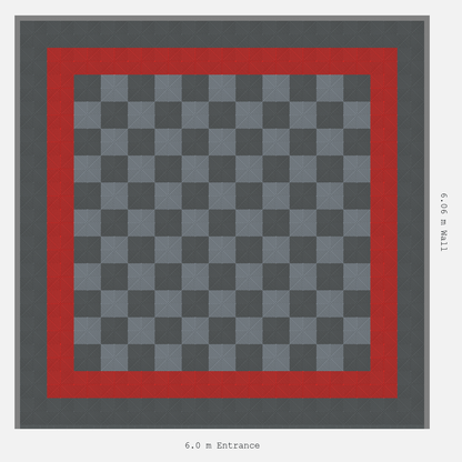 ULTRAGRID Double Border Chequer Infill Design Outer: Space Grey - Inner: Rosso Red - Infill: Space Grey - Silver Grey