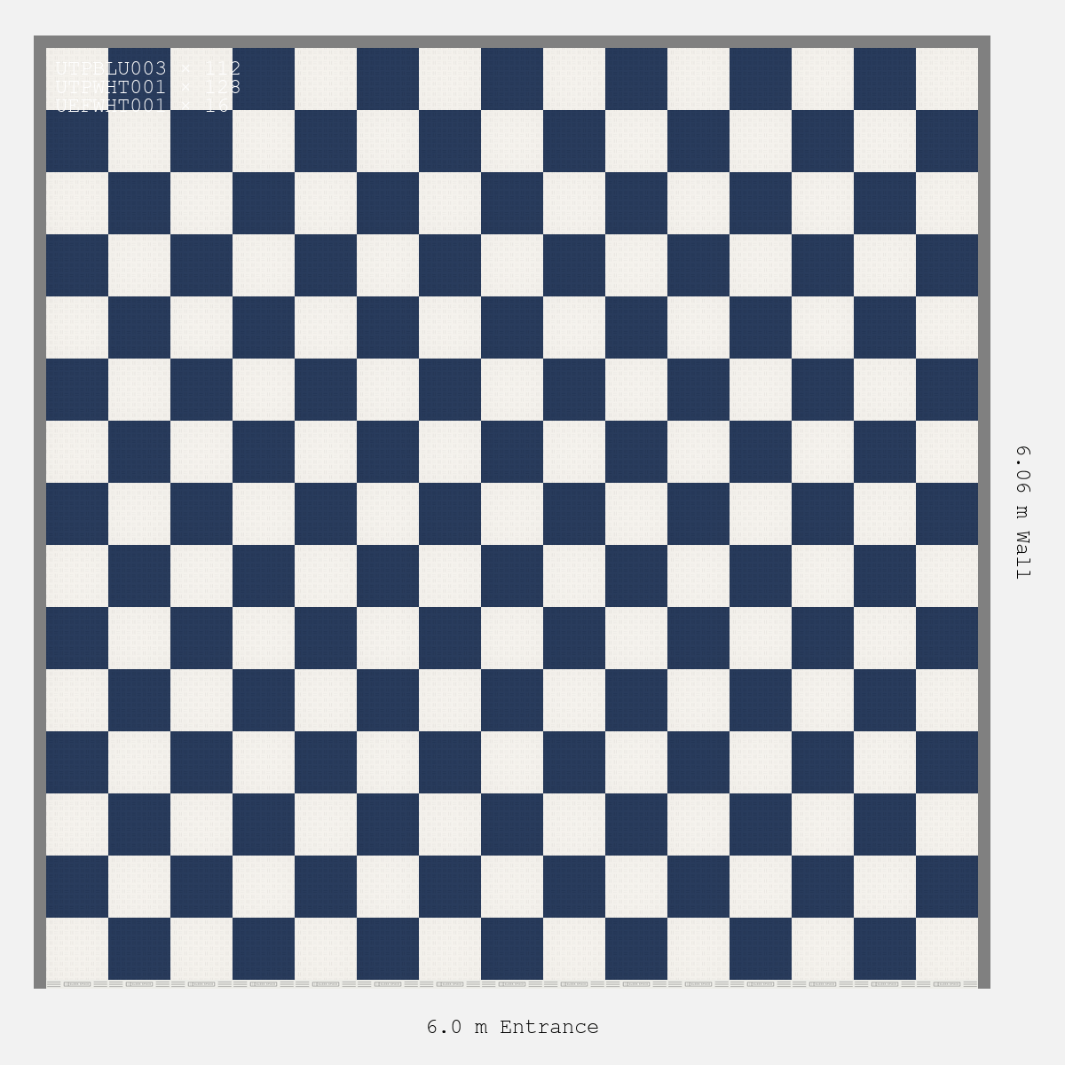 ULTRATUFF chequerboard layout in Alpine White and Night Blue