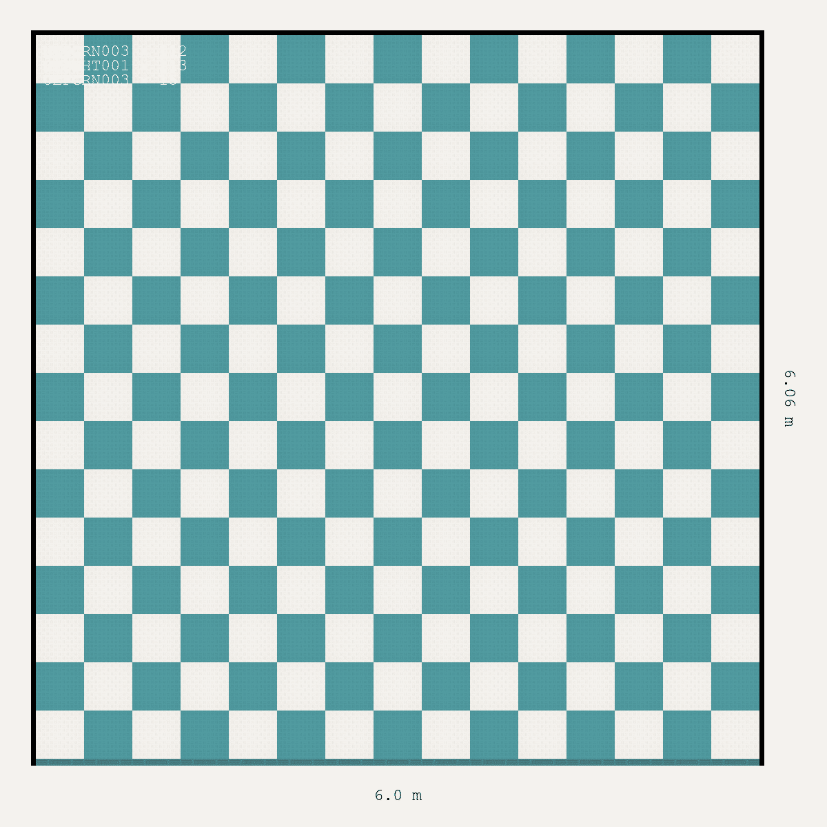 ULTRATUFF chequerboard layout in Alpine White and Turbo Teal
