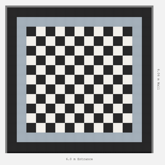 ULTRATUFF Double Border Chequer Infill Design Outer: Jet Black - Inner: Silver Grey - Infill: Jet Black - Alpine White