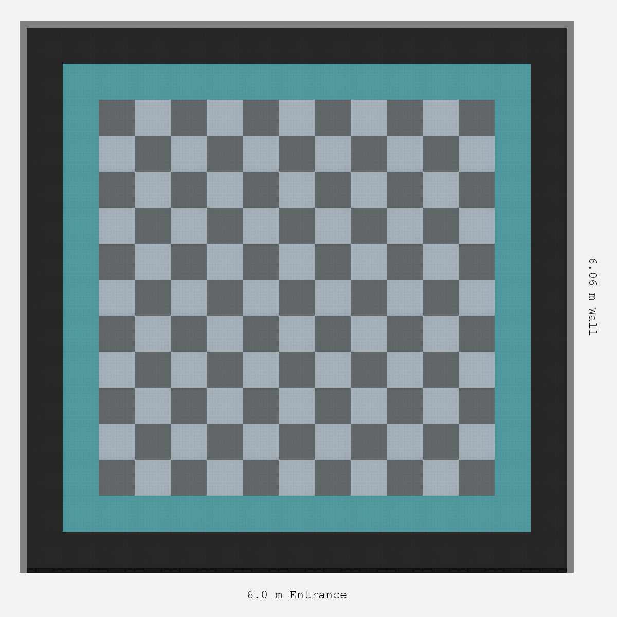 ULTRATUFF Double Border Chequer Infill Design Outer: Jet Black - Inner: Turbo Teal - Infill: Space Grey - Silver Grey